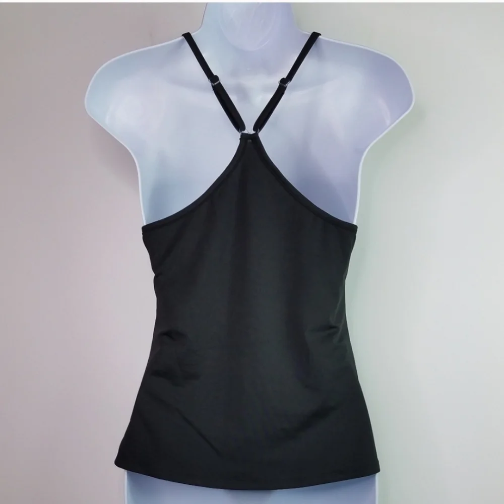 Black Lace Tank Top With Removable Racerback Camisole - Picture 15 of 16